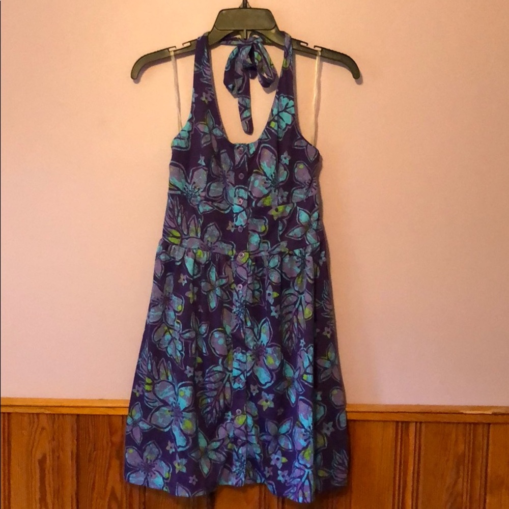 Juniors Arizona Floral Purple Halter Dress Medium